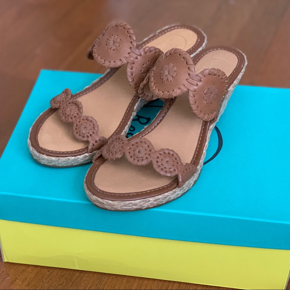 Jack Rogers Shelby Wedge- Size 7- Cognac